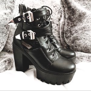 Black chunky platform bootie